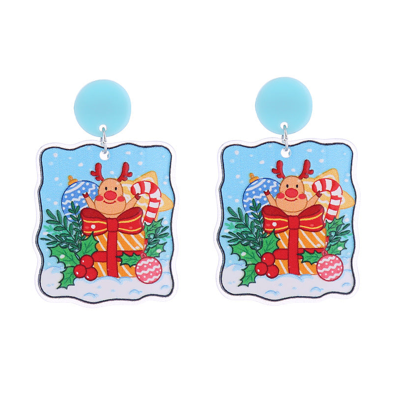 Acrylic Santa Claus Snowflake Earrings (Minimo de Compra 2) MIC-ChouT042