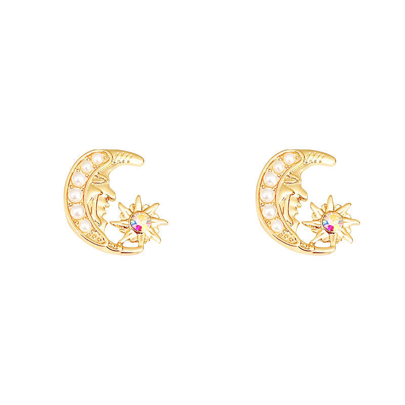 Alloy pearl moon earrings MIC-LvS017