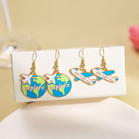 Alloy Earth Aircraft Earrings MIC-MDD034