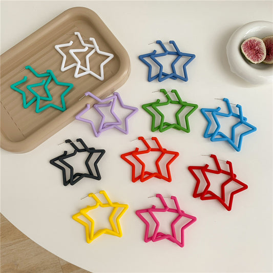 Resin Star Opening Jelly Color Earrings (Minimo de compra 2) MIC-LuoN004