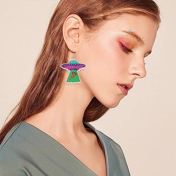 Acrylic Cute UFO Space Earrings (Minimo de Compra 5)  MYA-MingX009