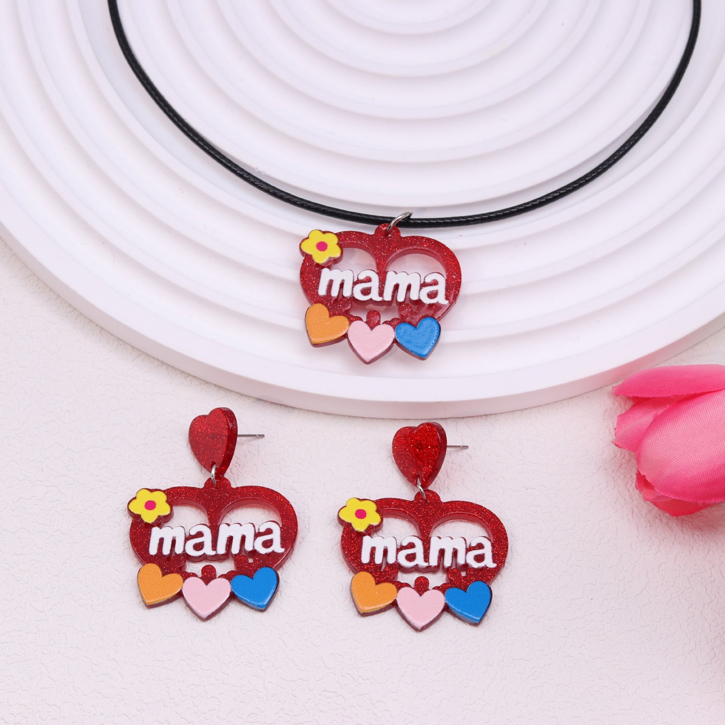 Acrylic hollow red heart earrings MYA-DuA085