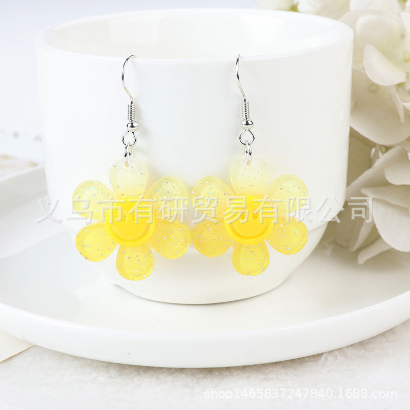 Acrylic smiley face sunflower earrings (Minimo de Compra 2) MIC-YouY017