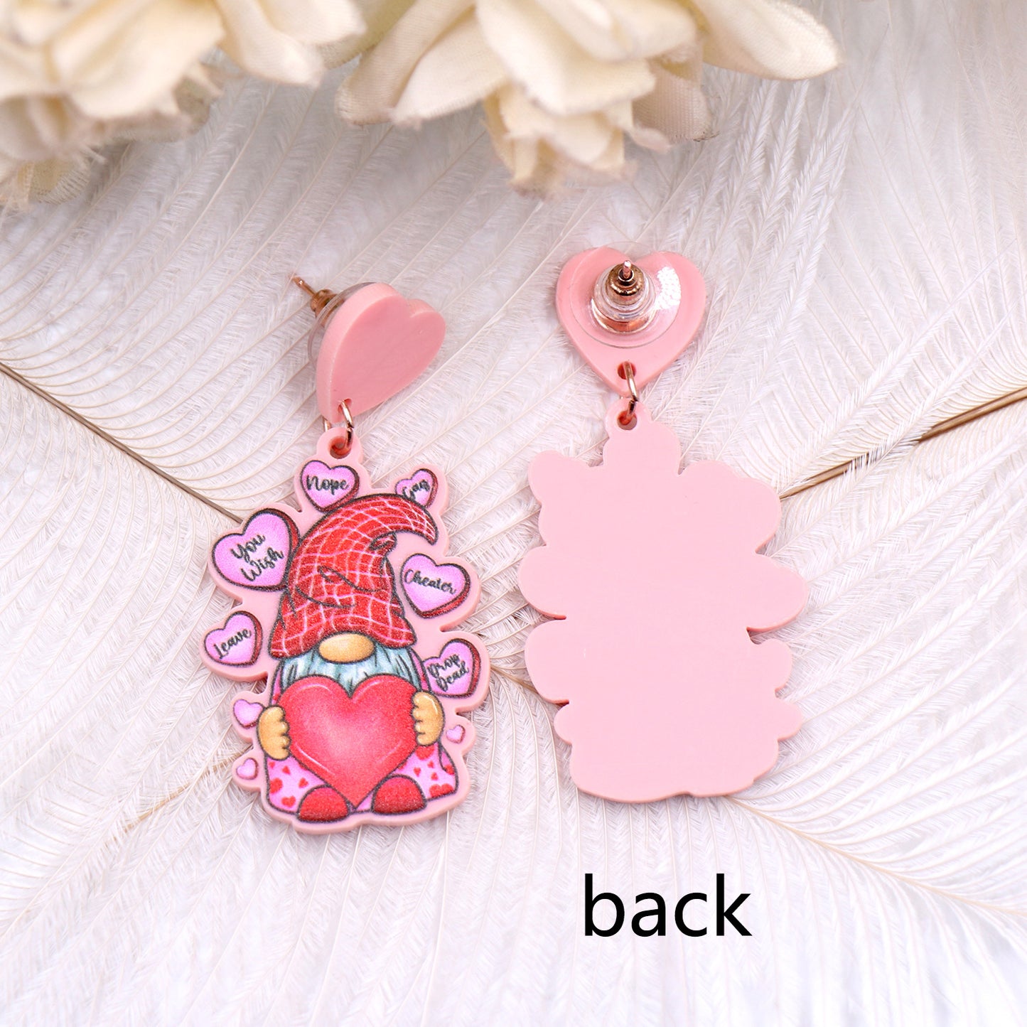 Acrylic Dwarf Heart Earrings (Minimo de compra 5) MIC-XiaoY073