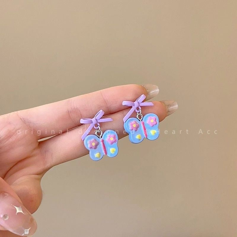 Resin Colored Love Butterfly Earrings (Minimo de Compra 2) MYA-JinK001