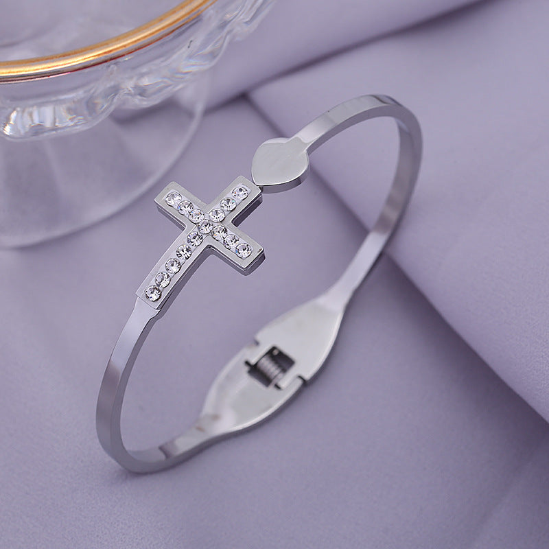 Cross Diamond Heart Stainless Steel Bracelets