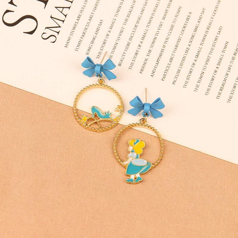 Alloy blue bow earrings （Minimo de compra 2） MYA-FuZ004