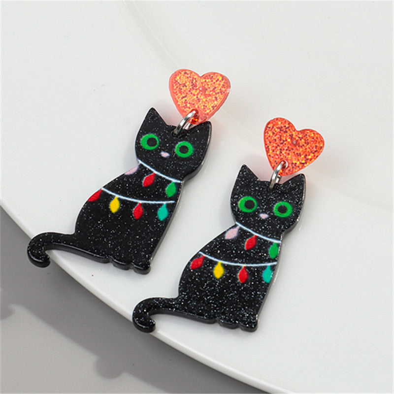 Acrylic Christmas Versatile Cat Earrings MYA-ChouD027