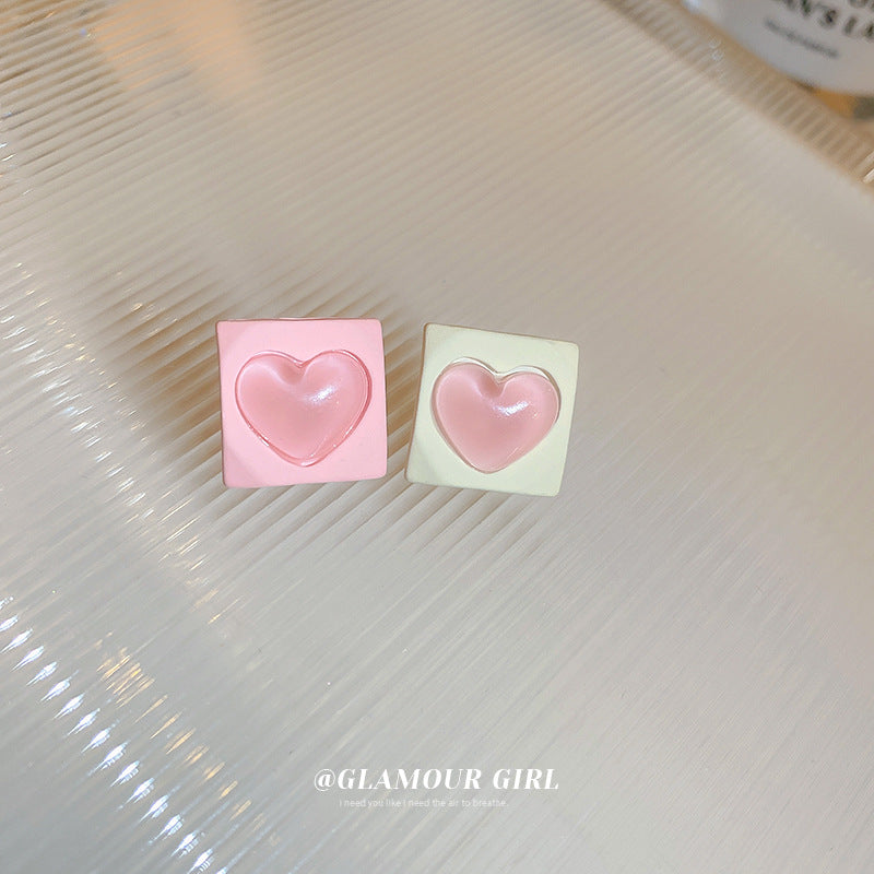 Alloy square heart earrings (Minimo de Compra 2) MIC-BY006