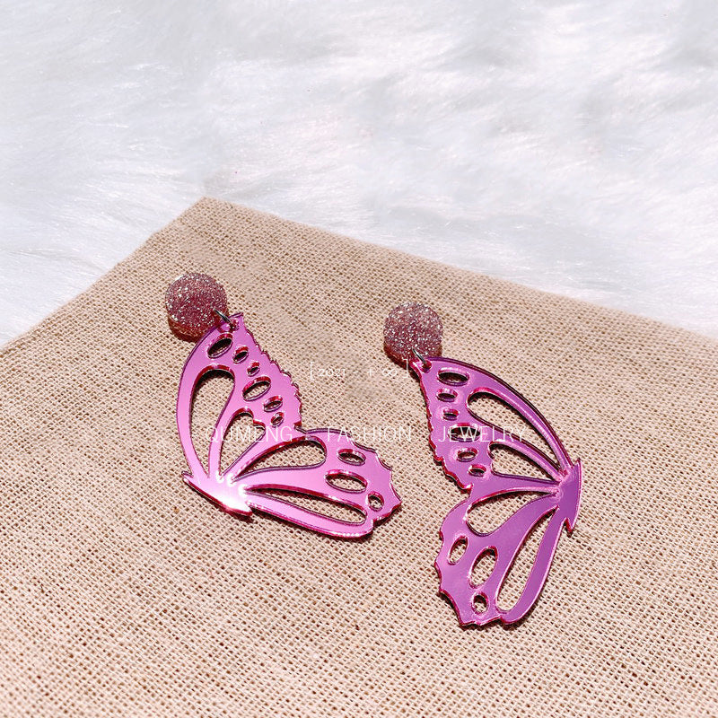 Alloy acrylic separated butterfly wing earrings MIC-OuG110