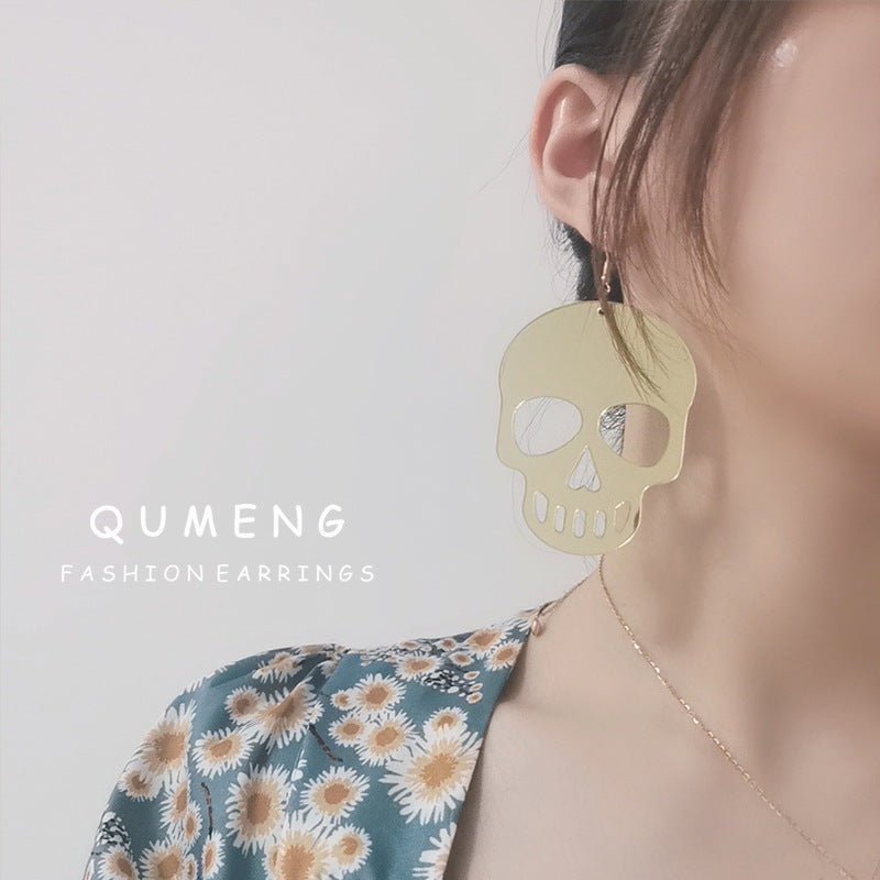 Acrylic Mirror Skull Head Earrings (Minimo de Compra 2) MYA-QingM035