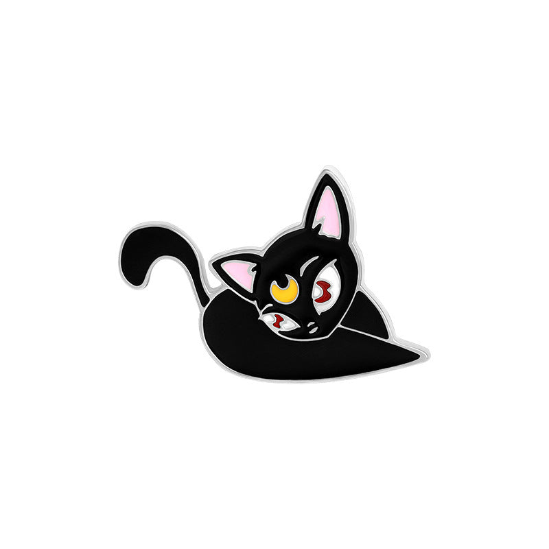 Alloy black and white cat brooch MIC-XuX004