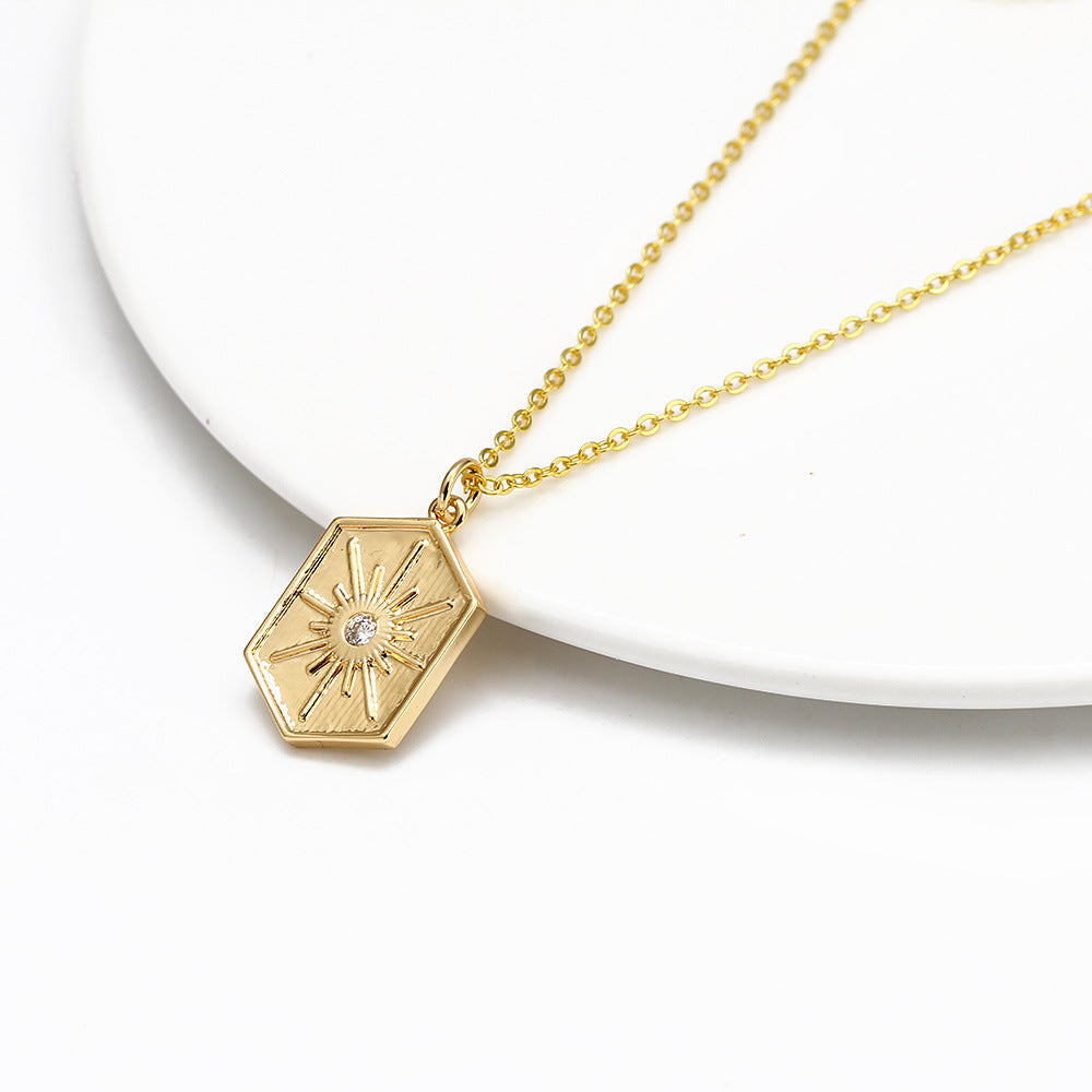 Rectangular hexagram star necklace Minimo de compra 2 MIC-BaiD001