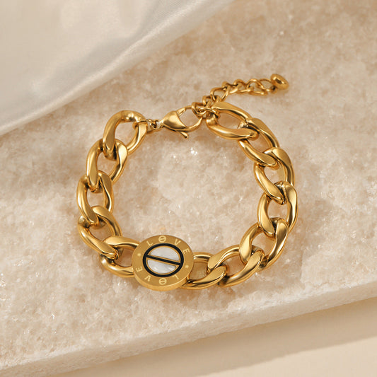 Stainless steel gold-plated geometric bracelet （Minimo de compra 2） MIC-chenH014