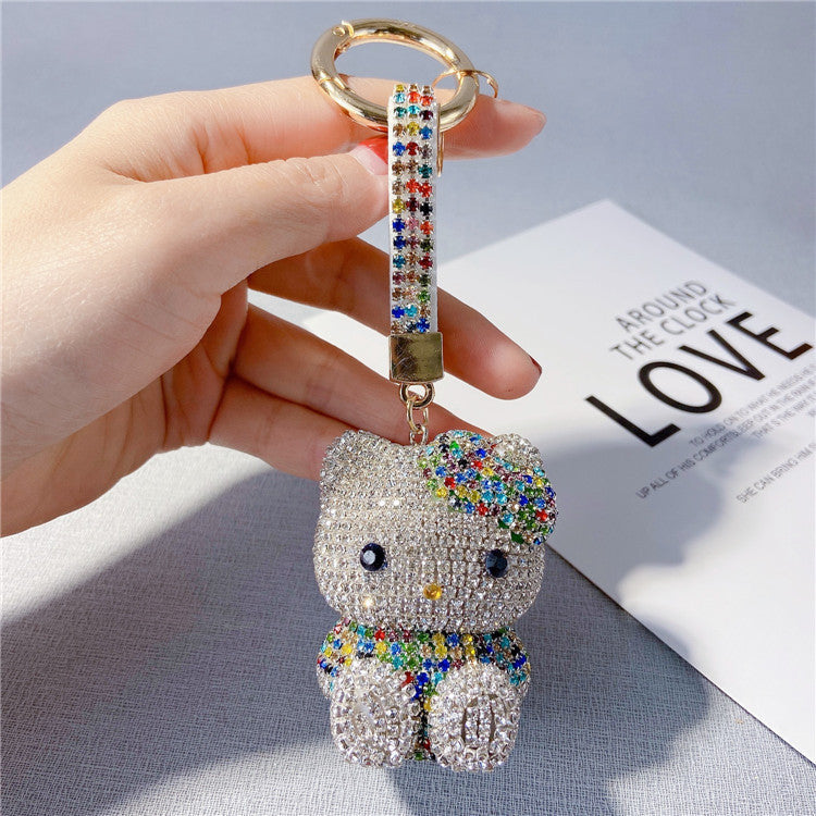 Diamond cartoon cat doll keychain  （Minimo de compra 2） MYA-LianX005