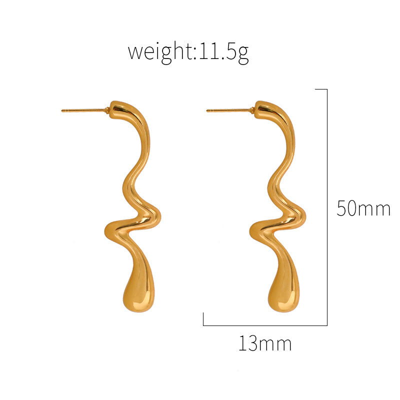 Titanium steel 18K geometric minimalist line earrings MYA-XuanJ014