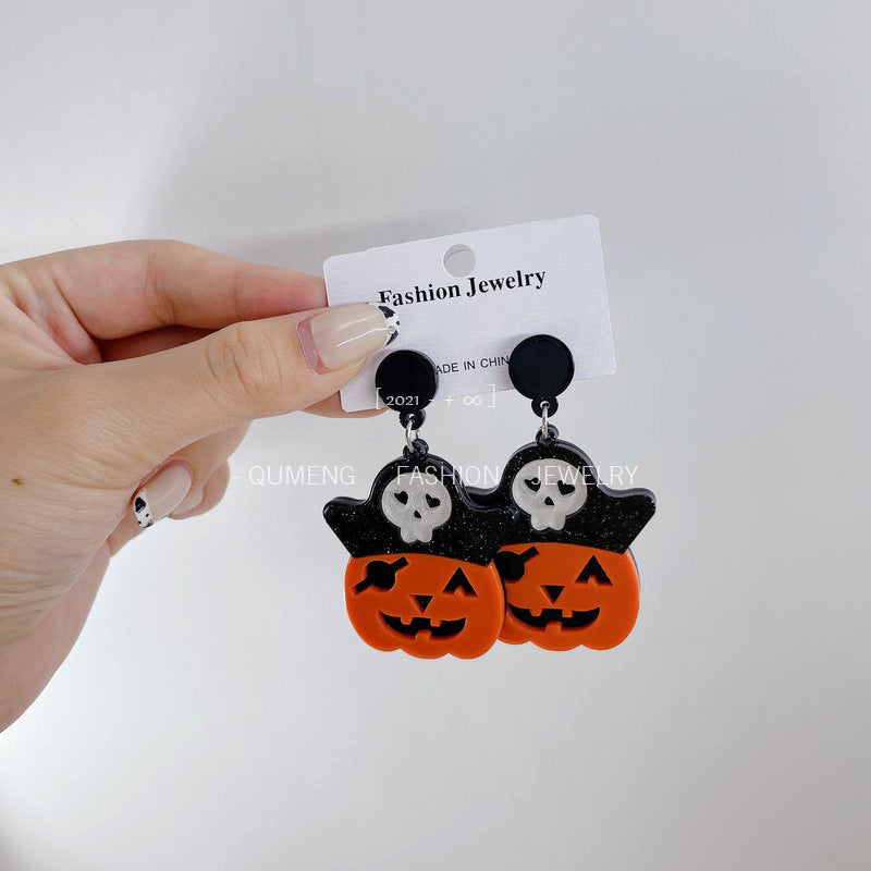 Acrylic pirate pumpkin head earrings (Minimo de Compra 3) MIC-OuG034