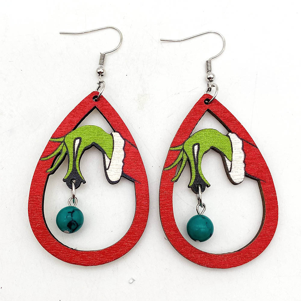 Acrylic Green Frog Wooden Earrings (Minimo de Compra 2) MYA-ChenY034