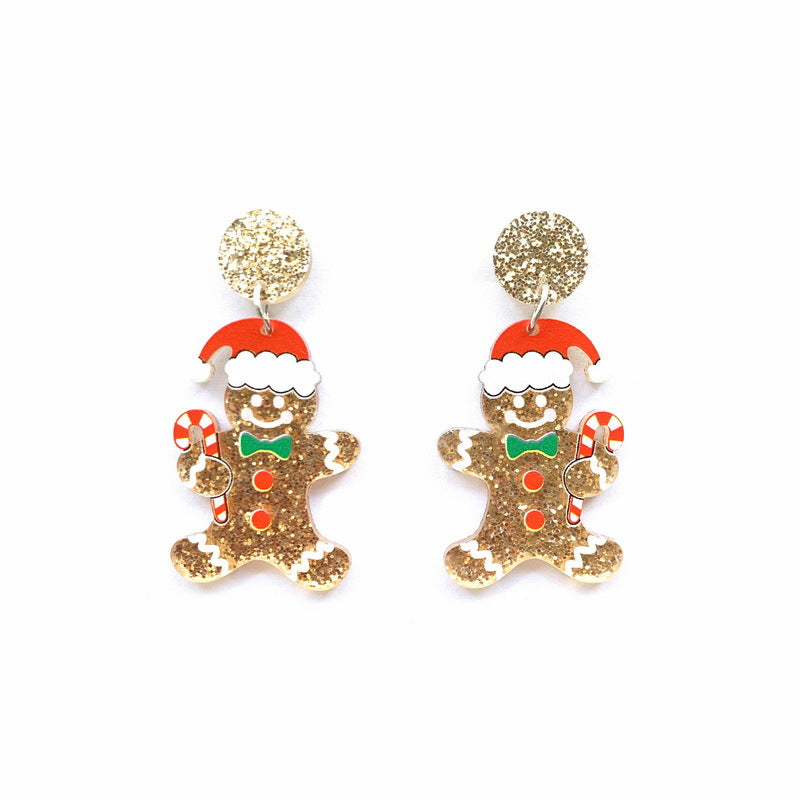 Acrylic Gingerbread Man Earrings MIC-XueP111