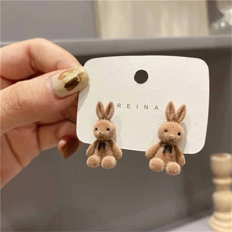 Alloy flocked rabbit earrings MIC-YinXin006