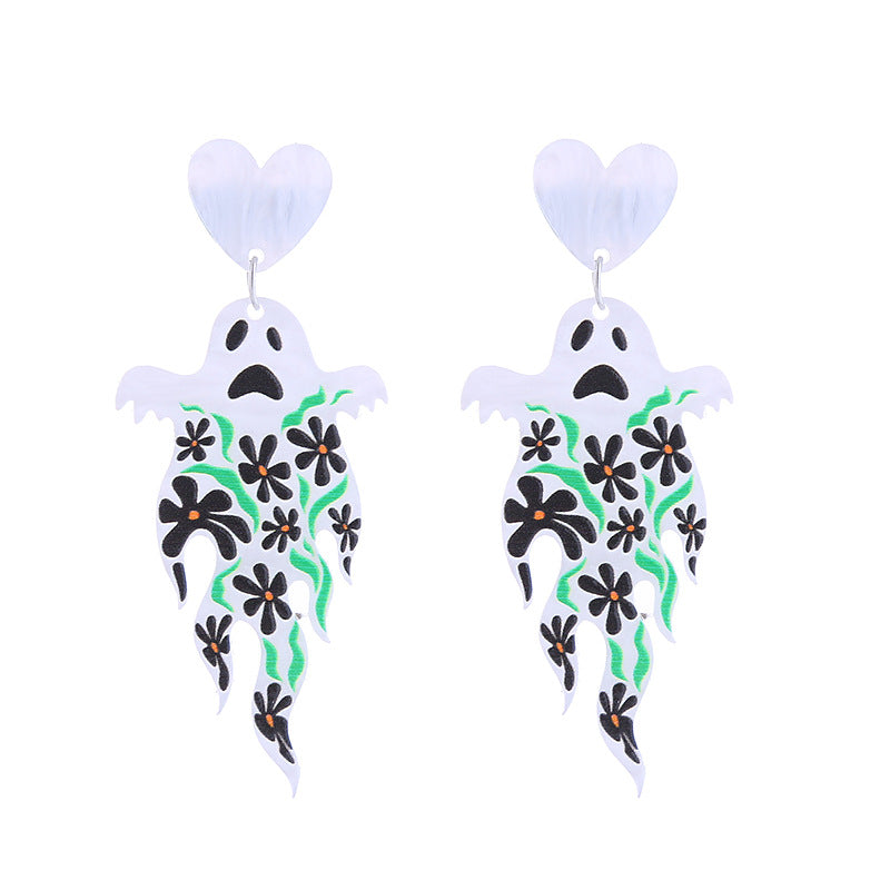 Acrylic Pumpkin Skeleton Ghost Earrings (Minimo de Compra 2) MIC-ChouT038