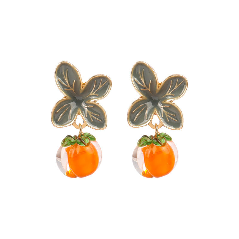 925 silver needle glass persimmon earrings Minimo de compra 2 MIC-LSY013