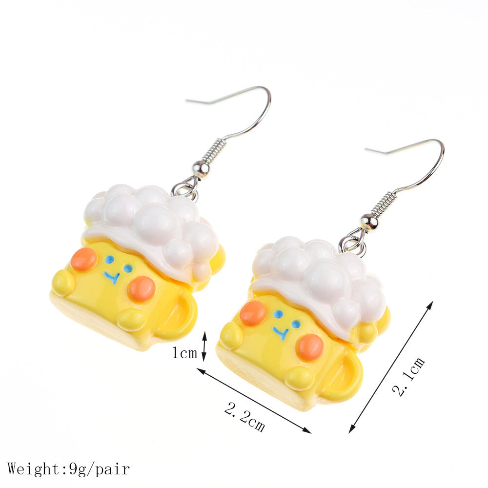 Earrings Plastic Cute Cartoon Blush Food Play Bread Burger Fries Earrings niqing042