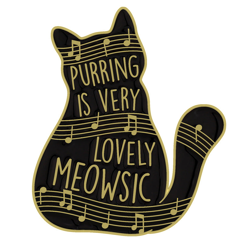 Alloy Black Cat Piano Note brooch MIC-QinS009