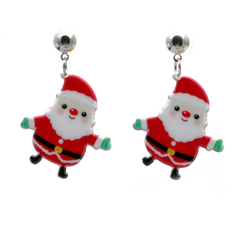 Acrylic Santa Claus Earrings  (Minimo de Compra 2) MYA-MiL006