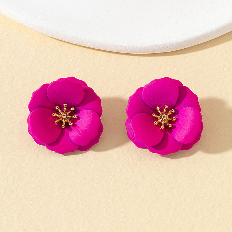 Acrylic Rose Red Flower Earrings MIC-AYN023