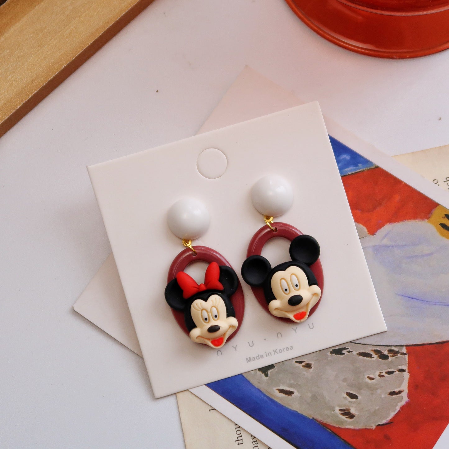 Resin cartoon retro personalized earrings MIC-XME004