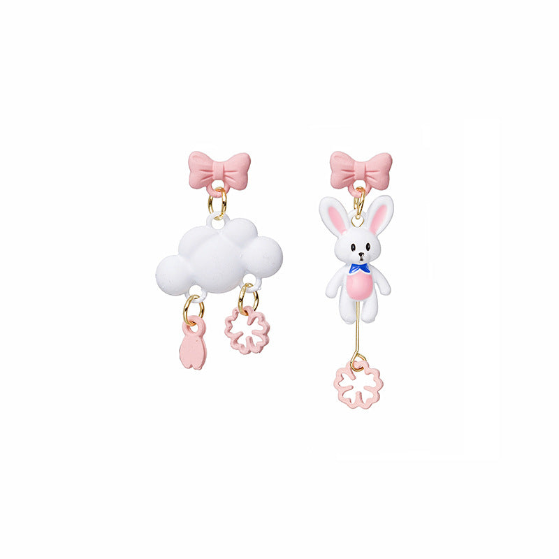 Alloy Asymmetric Bow Rabbit Earrings MIC-MDD027