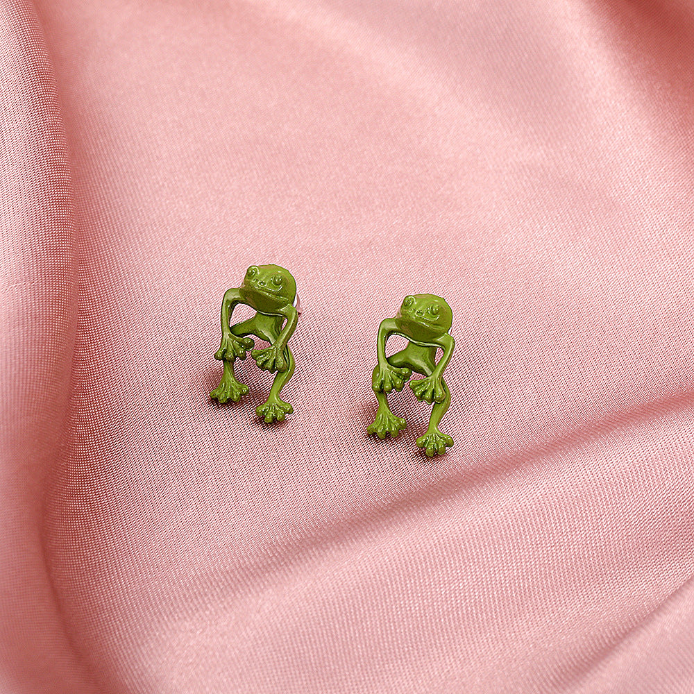 Simple Metal Frog Alloy Earrings MYA-ES-QingWen007