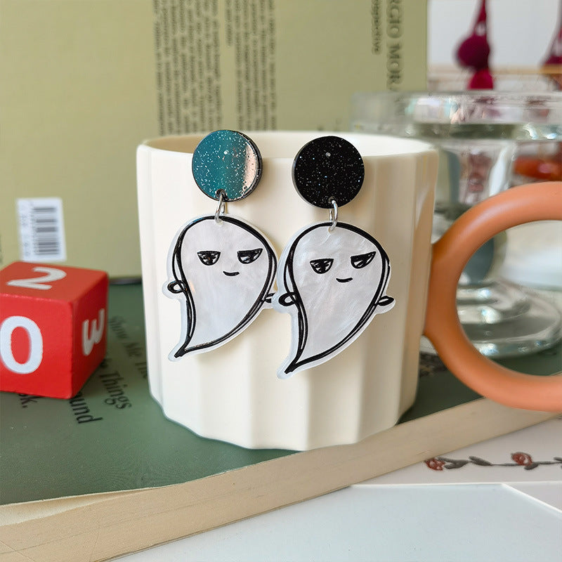 Resin Halloween Ghost Earrings MIC-JiuY028