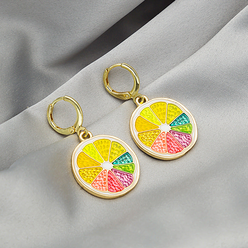 Alloy colored lemon slice earrings (Minimo de Compra 2) MIC-MDD060