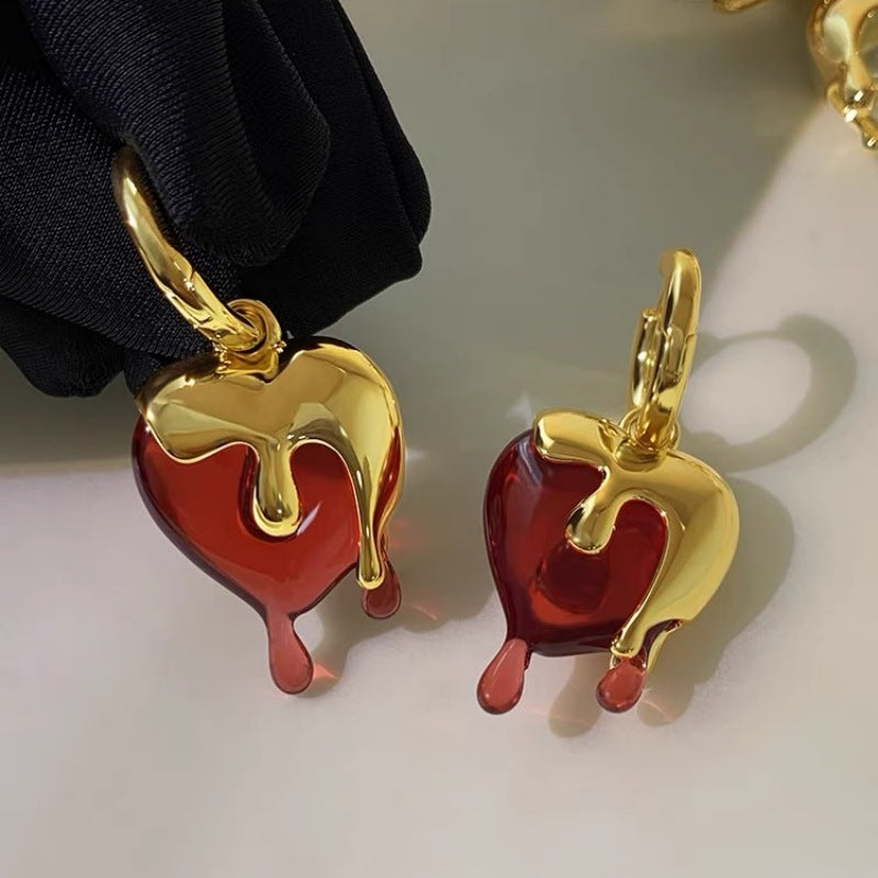 Acrylic red heart earrings (Minimo de Compra 2) MIC-LuM001