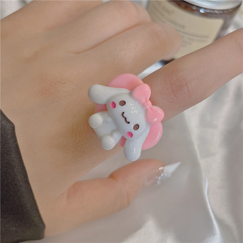 Resin Peach Heart Colored Exaggerated Ring MIC-WWHM026