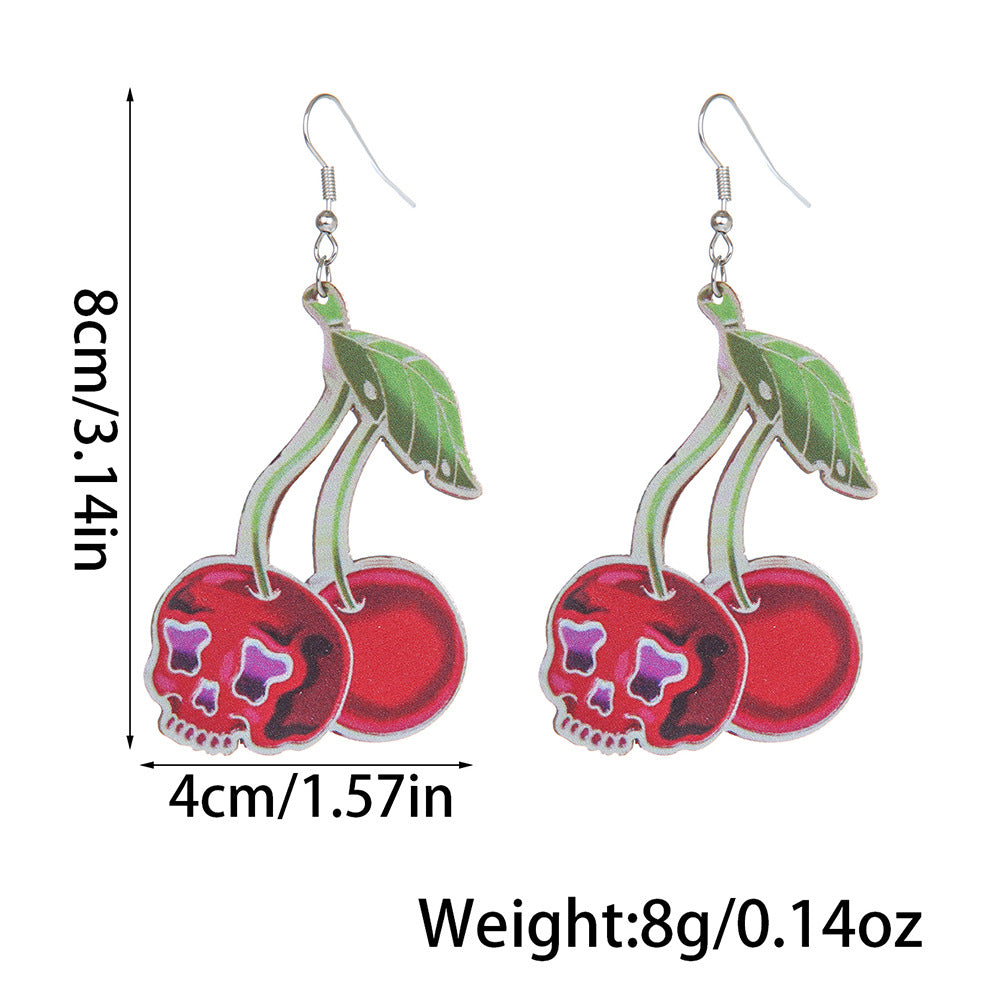 Acrylic new cherry skull earrings (Minimo de compra 5) MIC-ManT037