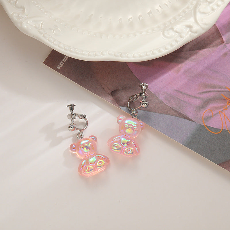 Alloy Cute Pink Bear Earrings (Minimo de Compra 2) MIC-QingE004