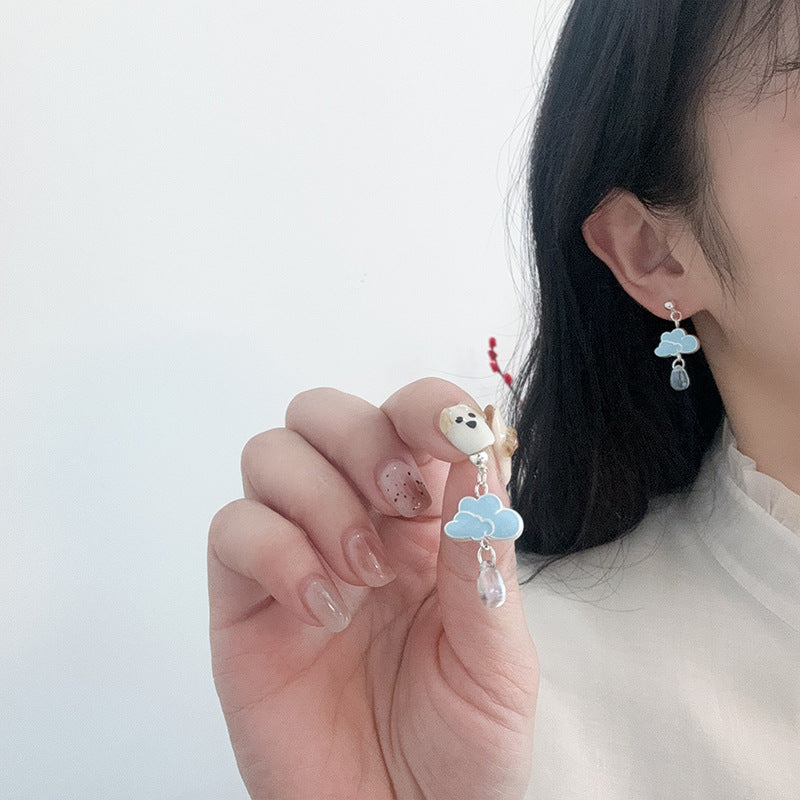 Alloy Blue Sky White Cloud Water Drop Earrings (Minimo de Compra 5) MIC-JiuY061