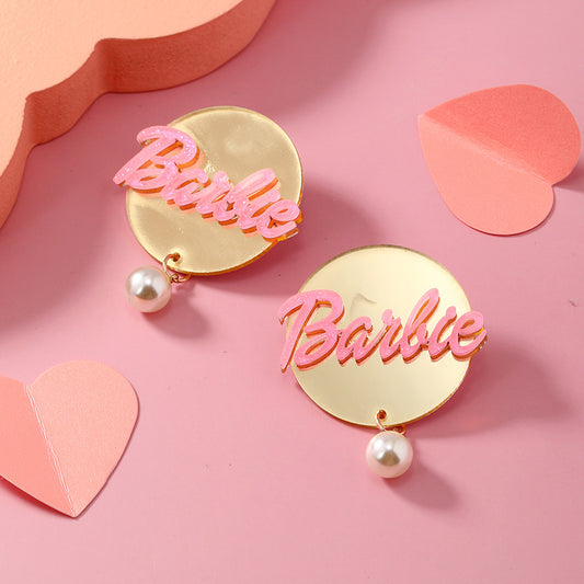 Acrylic circular three-dimensional letter earrings (Minimo de Compra 3) MIC-HaoC002