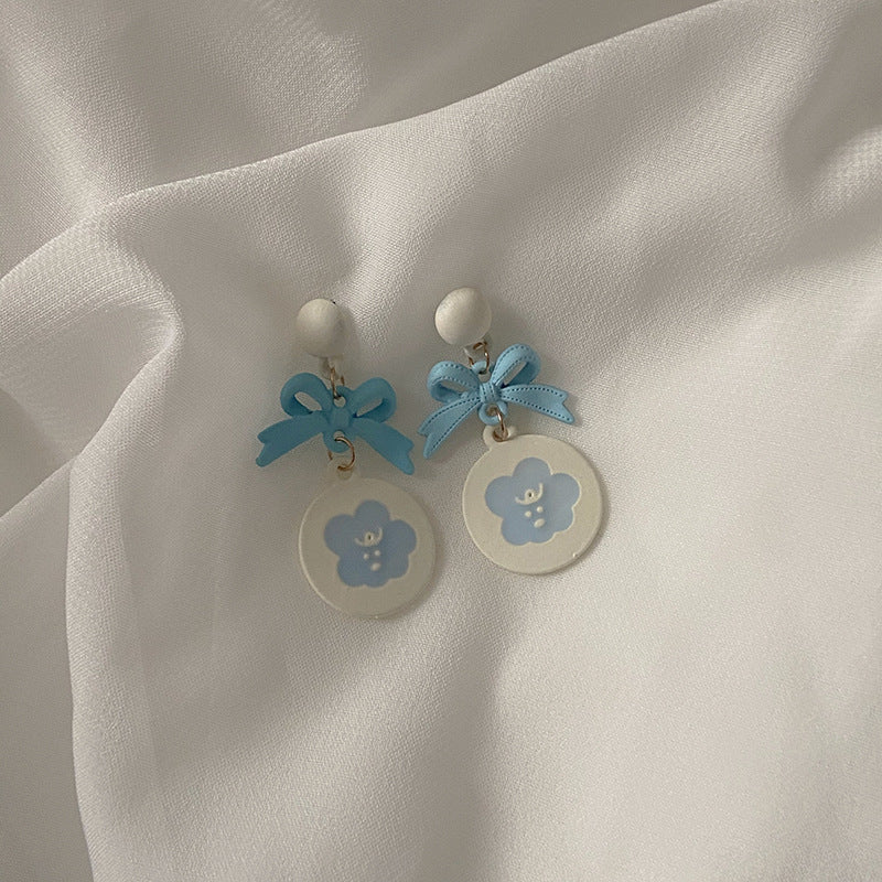 Acrylic bow colored flower earrings MIC-ErY004