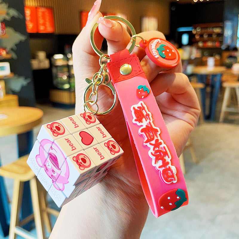 PVC Strawberry Bear Cartoon Keychain MIC-MLZ020