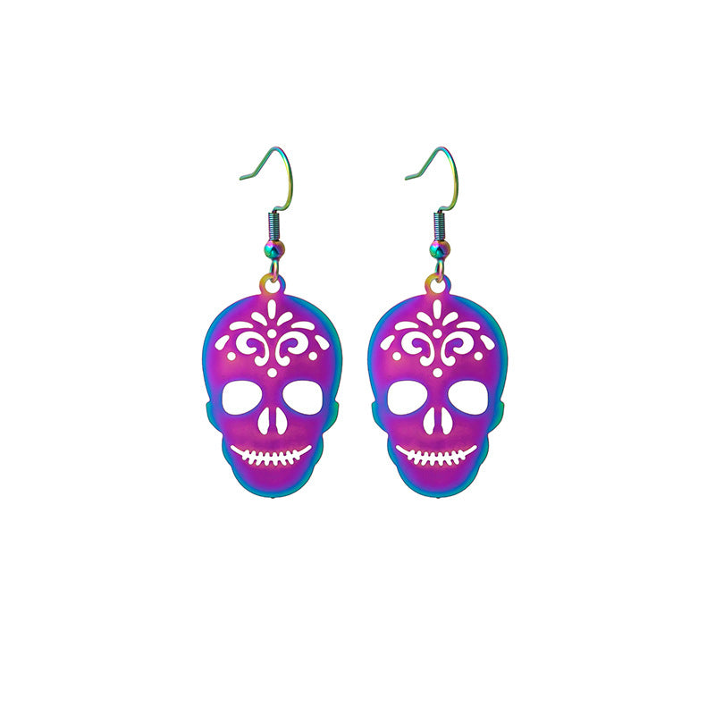 Acrylic Halloween Colorful Gradient Electroplated Animal Earrings MYA-MDD053