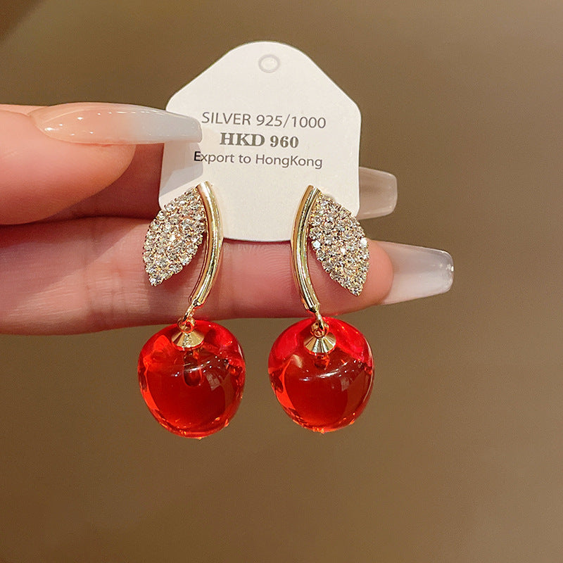 Alloy Cherry Leaf Earrings MIC-HuiH008