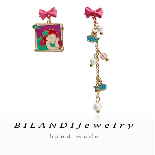 Alloy cartoon mermaid princess earrings (Minimo de Compra 2) MIC-BLD071