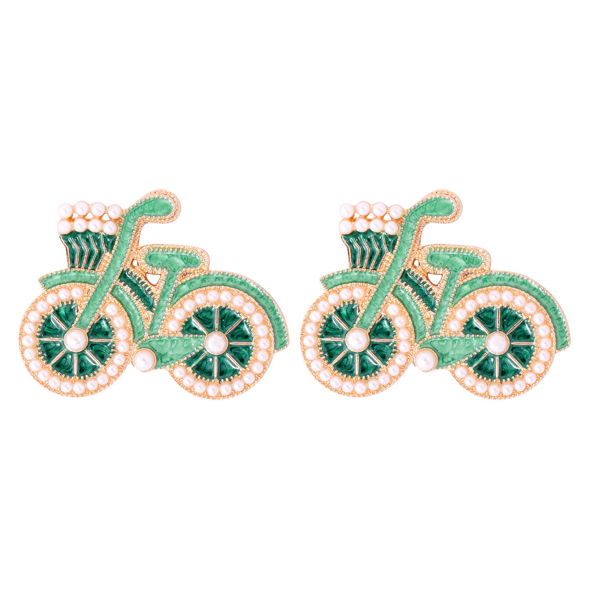 Alloy full diamond bicycle earrings MIC-JuJ023