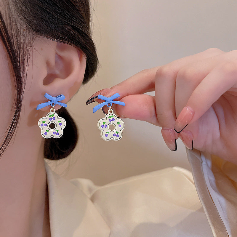 Alloy bow flower earrings MIC-LvS022