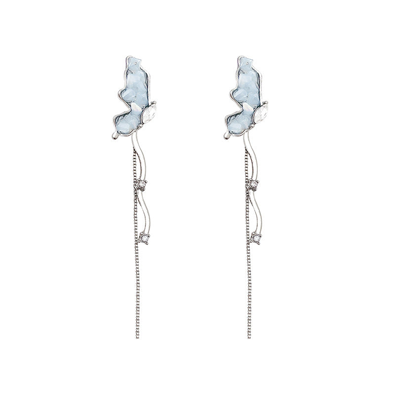 Alloy butterfly tassel earrings MIC-HanK001