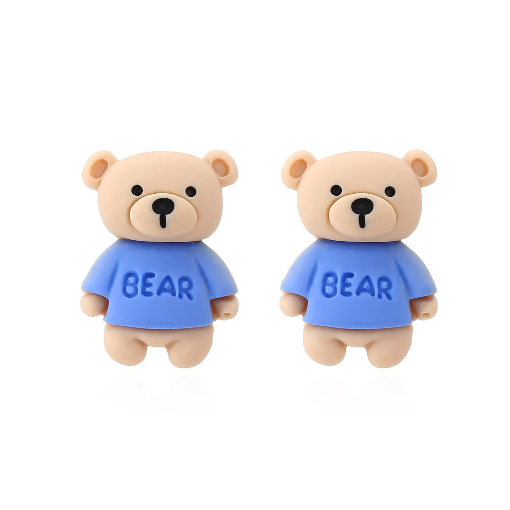 Alloy blue bear earrings MYA-ManY019